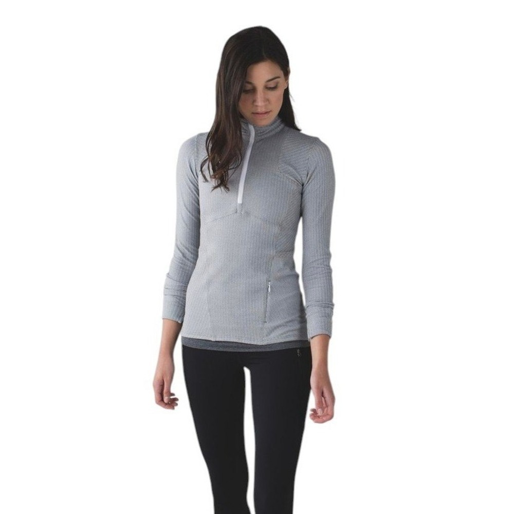 Lululemon Womens Kanto Catch Me Half Zip Shirt Pullover Herringbone SportySize 8